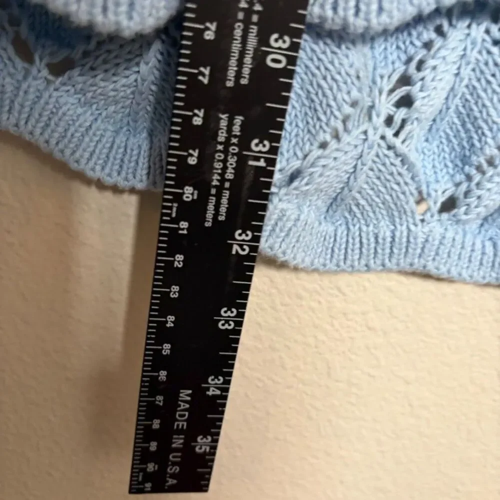 Soft Surroundings Sweater Women's 1X Blue Chinky Knit Long Sleeve Pullover Open - Picture 5 of 8